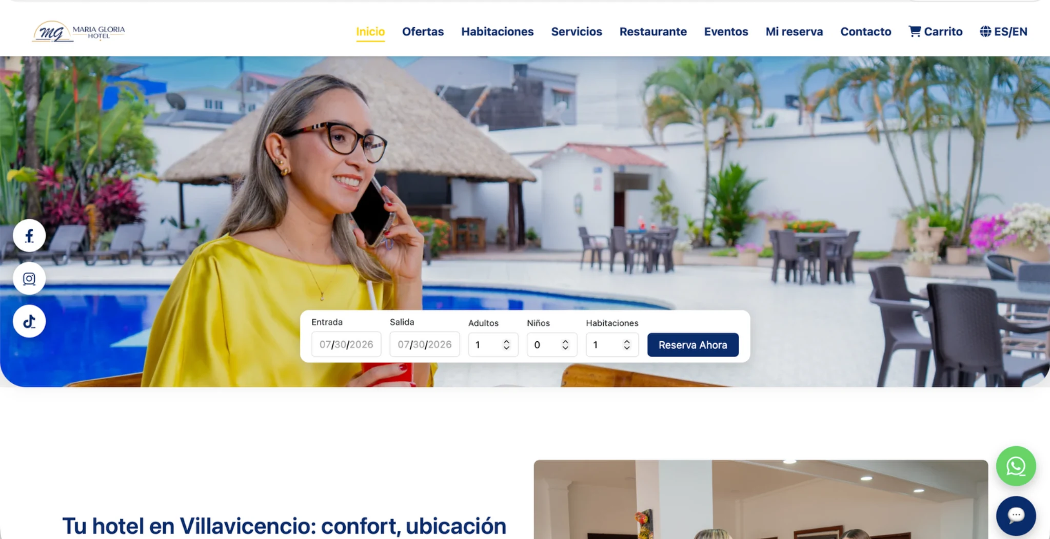 Sitio web Hotel María Gloria desarrollado por KairoBits